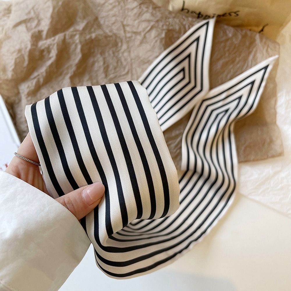 Silk Tie Striped - Syal Wanita Motif Garis Prancis Elegan