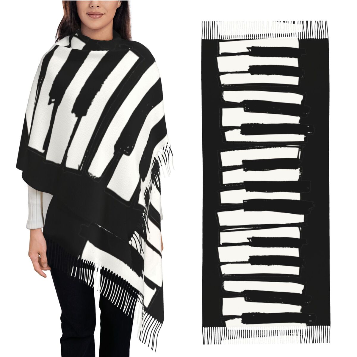 Pashmina Wrap Large - Selendang Piano Minimalis untuk Wanita, Selendang