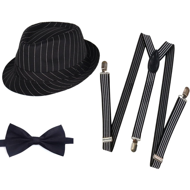 Bow Tie Pre Tied - Kostum Pria Era 1920-an Topi Fedora