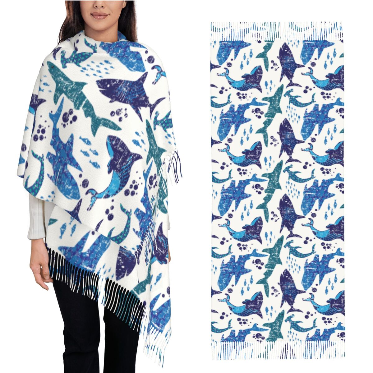 Pashmina Wrap Large - Syal Organisme Laut Dunia Bawah Laut
