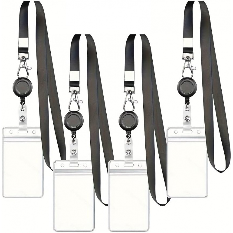 Lanyard Badge Holder - 4 Buah Tali Lanyard Hitam Dapat