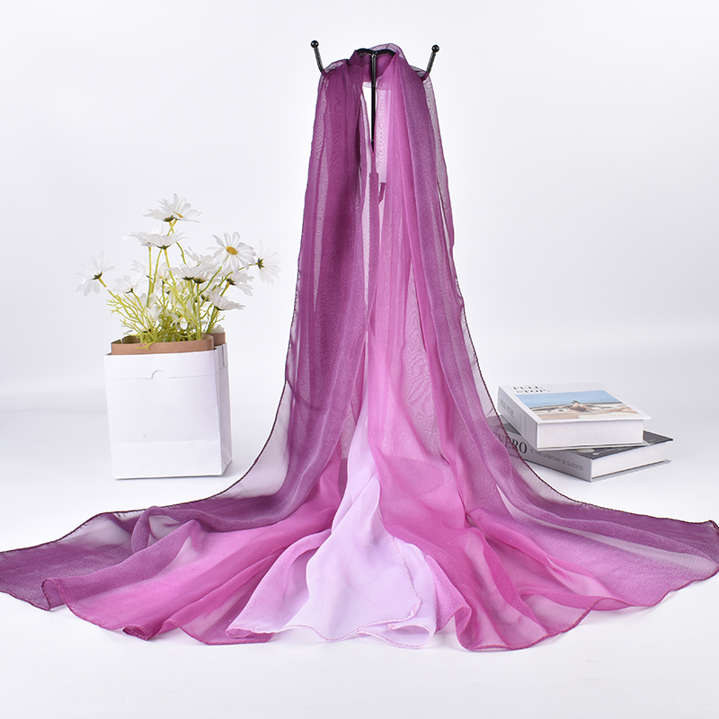Silk Neck Scarf - Syal sutra gradien tiga warna baru