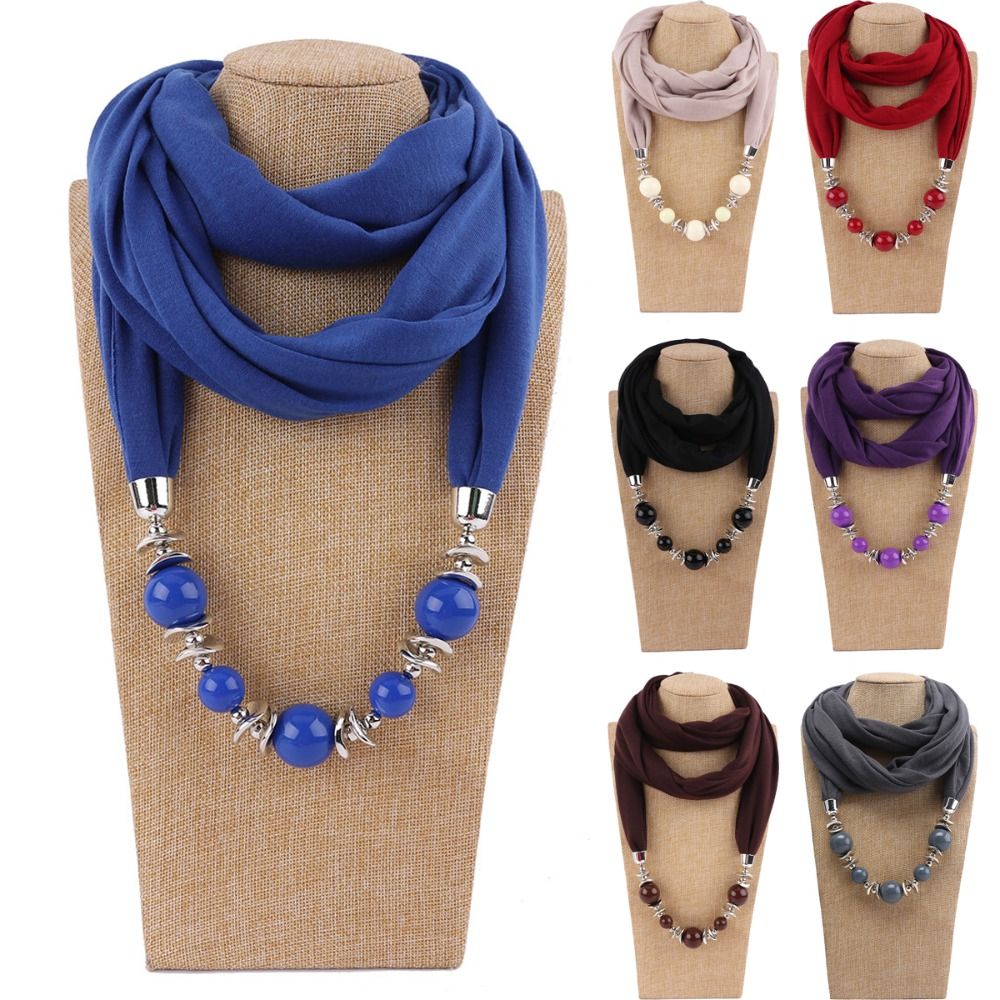 Infinity Scarf Knit - Selendang Chiffon Fashion Berhias Manik-manik Gaya