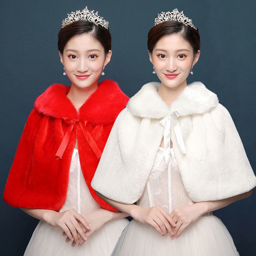 Stole Wedding Shawl - Selendang Wanita Putih Musim Dingin Tebal