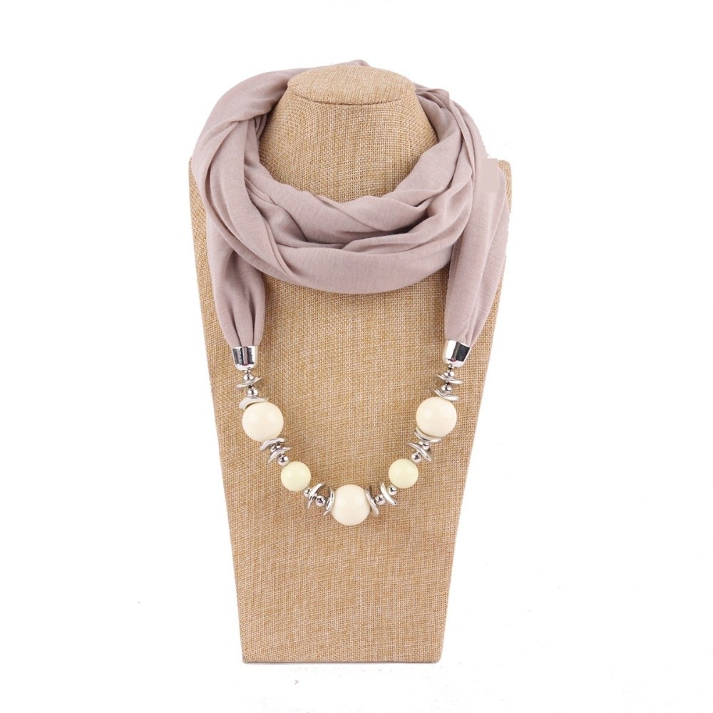 Infinity Scarf Knit - Kalung Syal Chiffon Baru Berhias Manik-manik