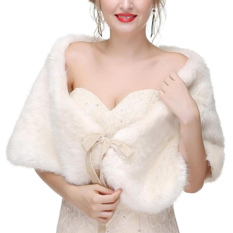 652F Syal Stola Bulu Palsu Can - Stole Wedding Shawl ulasan dan harga