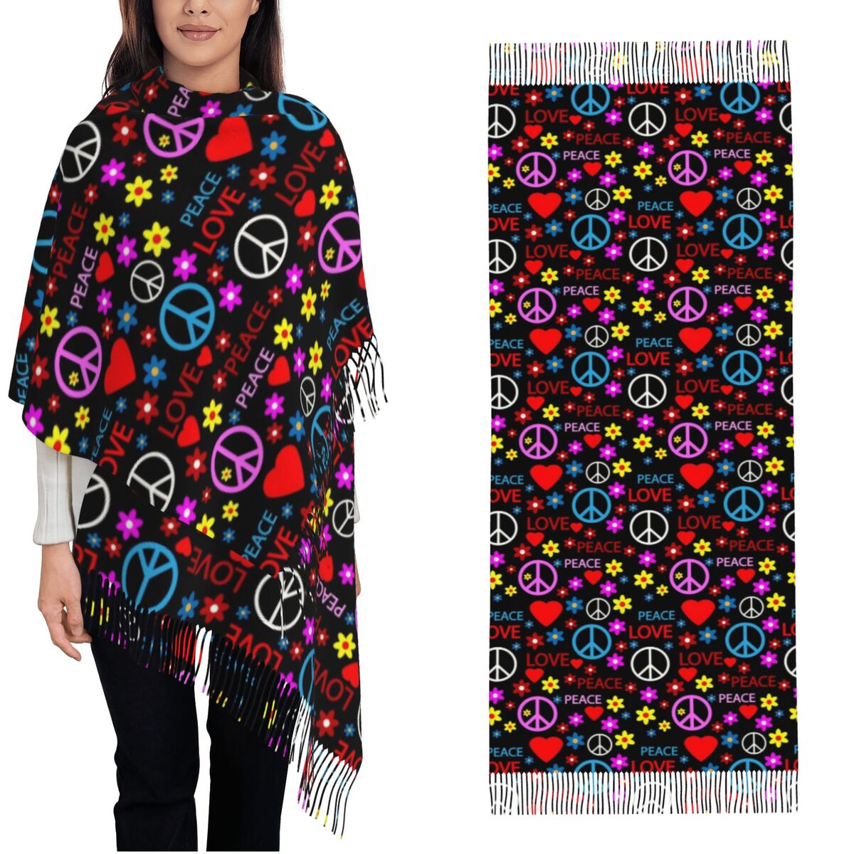 Selendang Pola Cinta Peace For - Pashmina Wrap Large ulasan dan harga