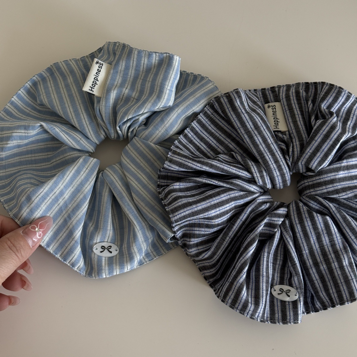 Ikat Rambut Sutra Warna Biru S - Silk Tie Striped ulasan dan harga