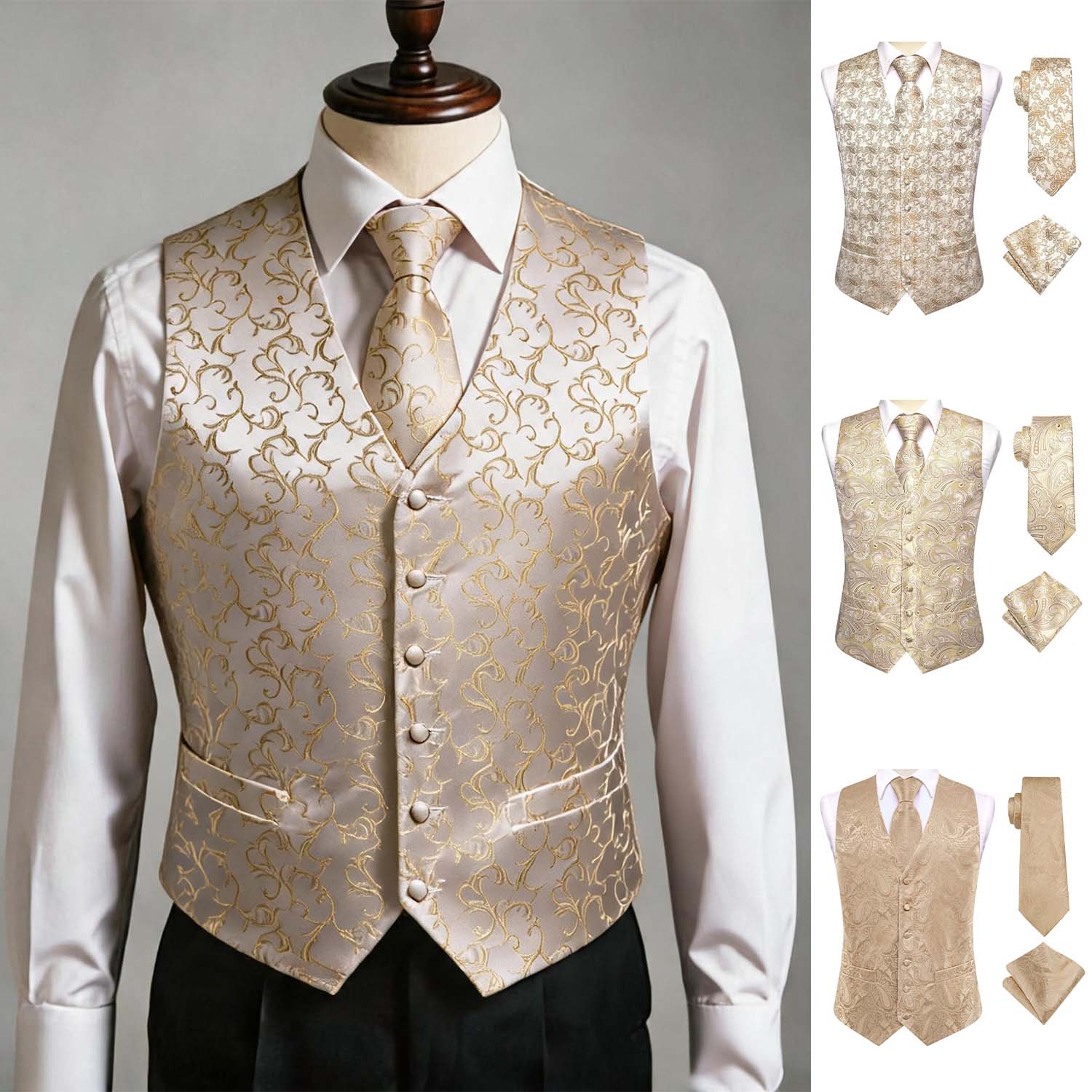 Setelan Jas Pria Tiga Potong W - Pocket Square Set ulasan dan harga