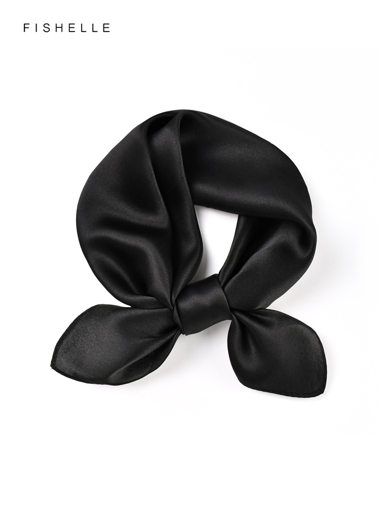 Syal Sutra Murni Hitam Warna P - Silk Neck Scarf ulasan dan harga