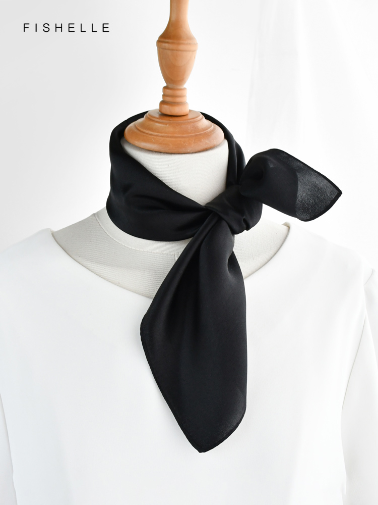 Syal Sutra Murni Hitam Warna P - Silk Neck Scarf ulasan dan harga