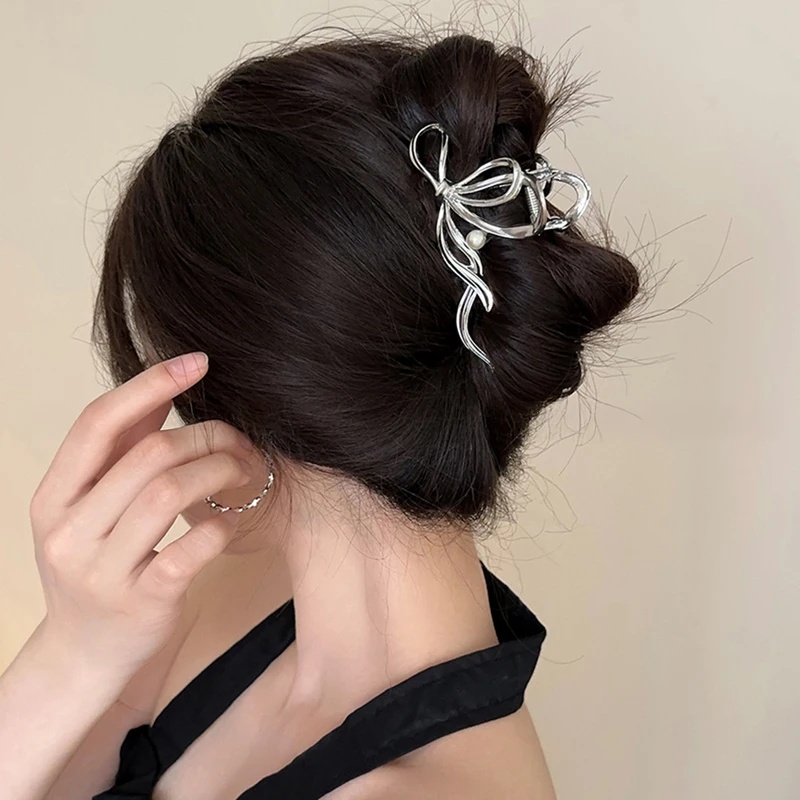 Jepit Rambut Wanita Elegan Ema - Tie Clip Silver ulasan dan harga